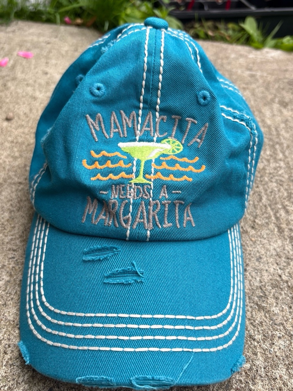 ✨KBETHOS Teal Embroidered 'Mamacita Needs a Margarita' Baseball Cap✨